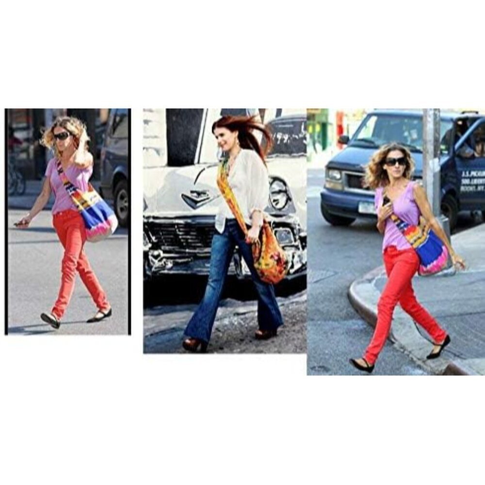 Cotton Tie-Dye Crossbody Bag Unisex Colorful Hobo Bohemian Shoulder Purse - Picture 4 of 4